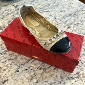 Quilted Leather Cap Toe Guess Ballet Flats